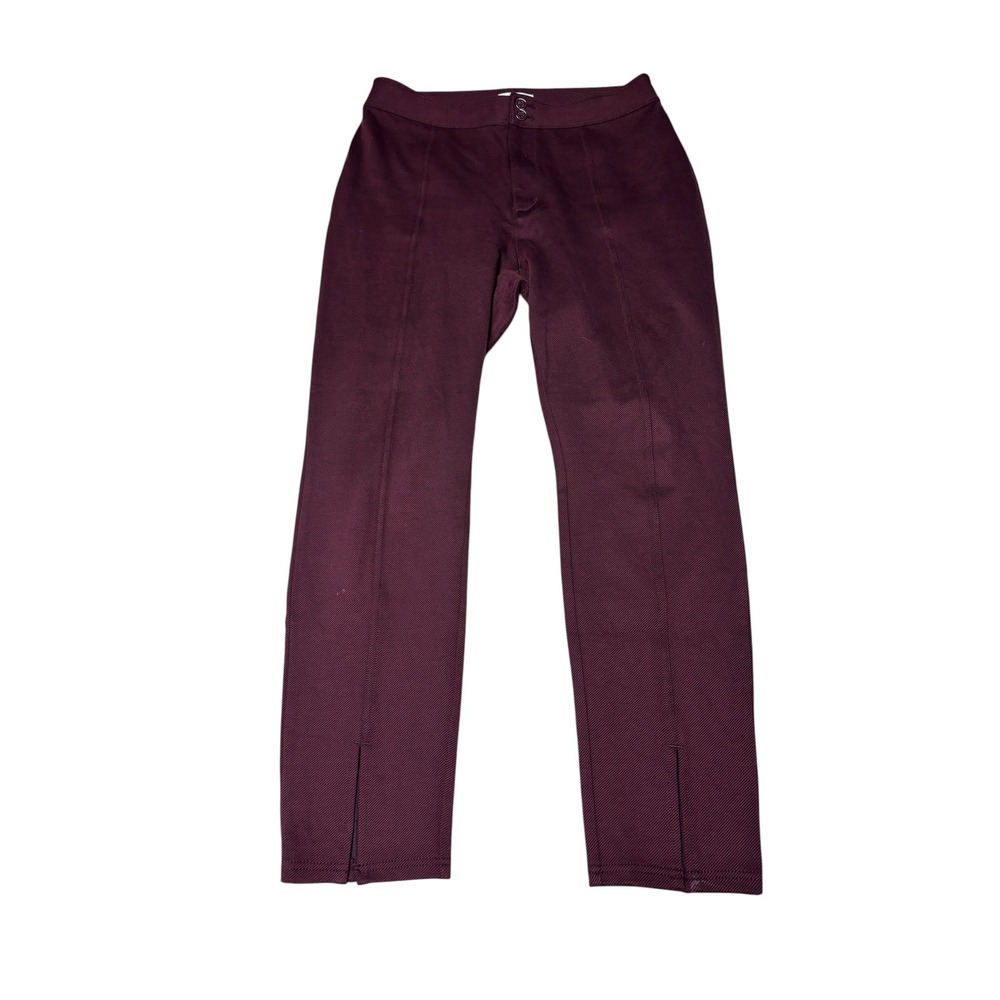 Anthropologie Maeve High‎ Rise Seamed Split Hem Skinny Pants Trousers Plum 8